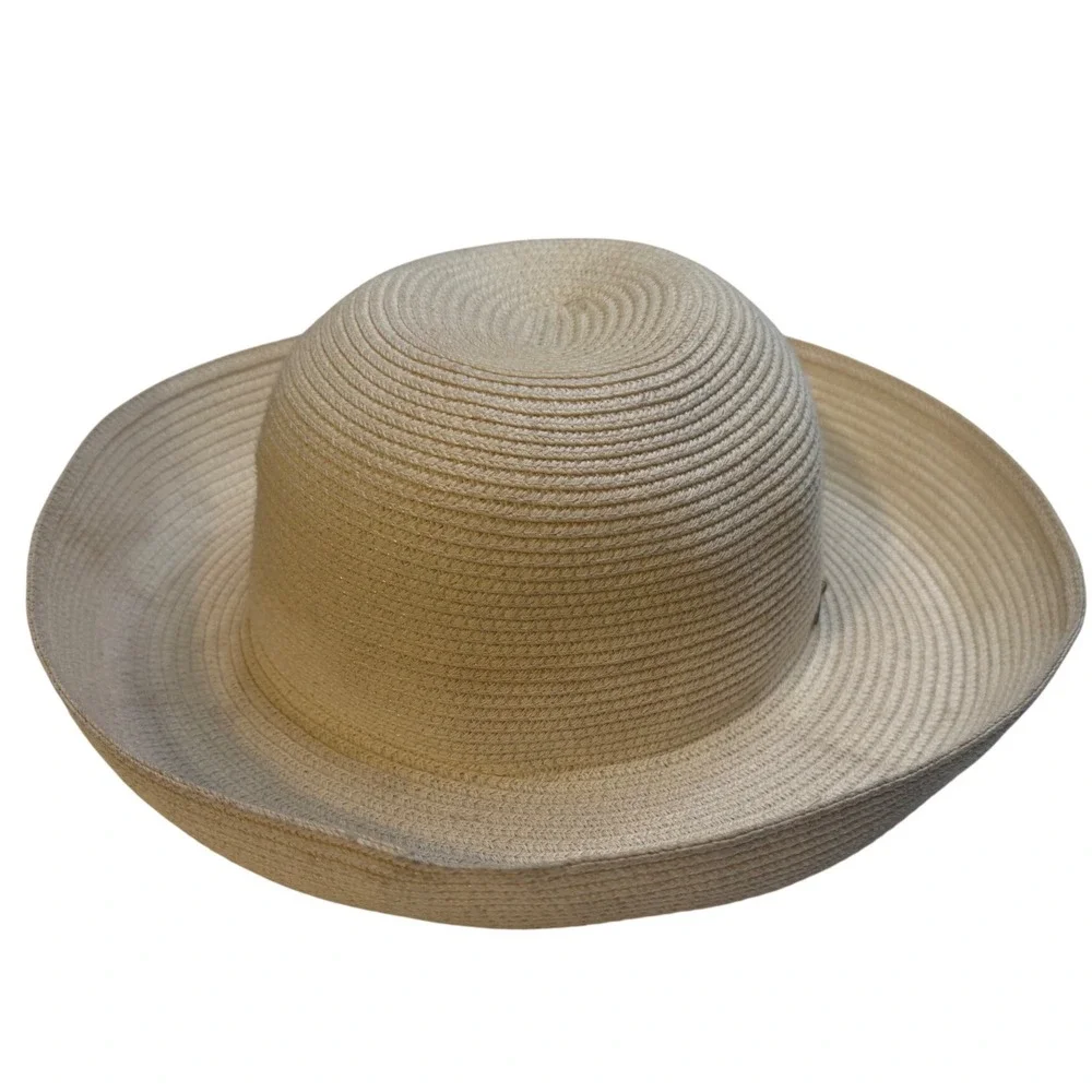 Betmar New York Cream Woven Paper Straw Sun Hat Wide Brim Summer Beach Style 160